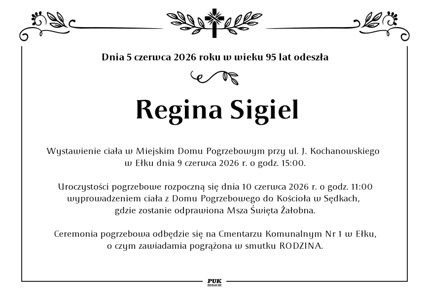 Regina Sigiel - nekrolog